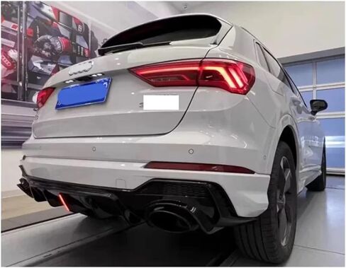 Compatible with Audi Q3 2019-2023 ABS Glossy Black Rear Bumper Trunk Lip Diffuser Spoiler Cover Exhaust Tips in Saudi Arabia