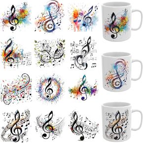 12 PCS Musical Notes UV DTF Cup Wrap High Viscosity Self-Adhesive Stickers for Mugs Coffee Cups Water Bottles Computers in Saudi Arabia