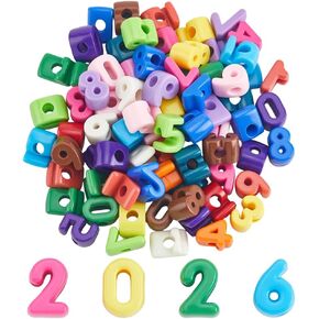 1 Box 80PCS Large Number Beads 3D Acrylic Numbers Shaped Big Hole Colorful Random Chunky Charms Loose Spacer Bead Bulk for Jewelry Making Bracelet Keychains Party Decoration DIY Crafts in Saudi Arabia