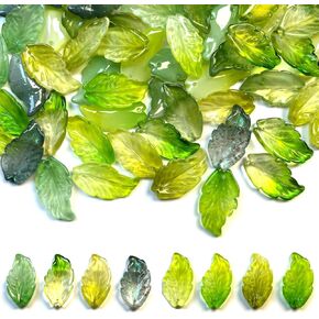 104Pcs Green Glass Leaf Beads for Jewelry Making, Transparent Glass Crystal Tree Leaves Green Leaf Bead for Plant DIY Spring Craft Earring Bracelet in Saudi Arabia