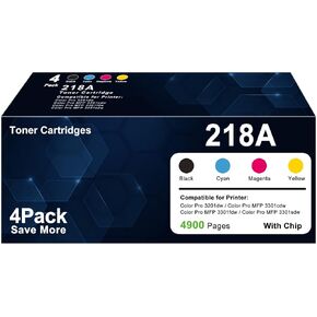 218A 218X Toner Cartridges Replacement Compatible for HP 218A 218X Toner W2180A W2180X 218 Works for MFP 3301fdw 3301sdw 3301cdw Color Pro 3201dw Printer Black Cyan Magenta Yellow with Chip (4Pack) in Saudi Arabia