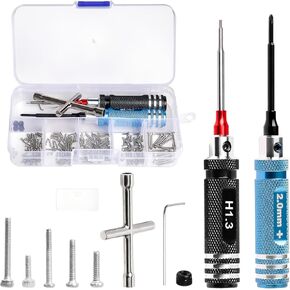 190pcs RC Screw Kit, M1/M1.4 Screws Assortment Set with Phillips Screwdriver Hex Driver RC Car Tools for Axial SCX30 RC Crawler Cars Trucks, with Organizer Storage Case in Kuwait
