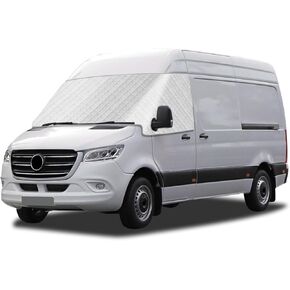 Windshield Cover Compatible with Mercedes-Benz Sprinter Van VS30 2019-2026, 5-Layer Aluminum Film Exterior Front Window Windshield Sunshade Cover for UV Protection & Privacy Shield, with Mirror Cutout in Saudi Arabia