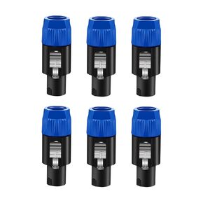 5 CORE 6 Packs 4 Pole Speakon Connector with Twist Lock Audio Male Plug – Loud Speaker to Amplifier Plug - 4 Conductor Speak-On Cable Adapter Compatible NL4FC, NL4FX, NL2FC, 2X (Blue, Red, Yellow) in Kuwait