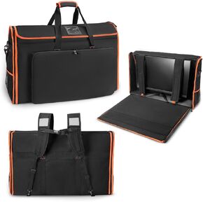 Padded Monitor Carrying Case-12MM Thick Full Wrap,27-32 Inch Computer Screen Bag Hold Up to 2 LCD Screens/TVs,4 Ways to Carry,Multiple Pockets for Keyboard,Mouse,Accessories in Saudi Arabia