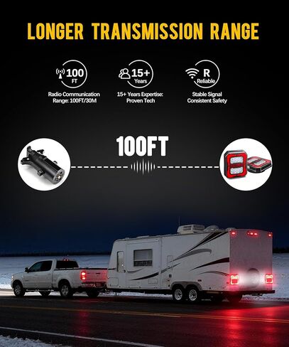 Partsam Large Halo Wireless Trailer Light Kit Magnetic LED Portable Stop Turn Tail Lamp w/Strobe Function 7-Pin Plug Rechargeable 12-24V for Towing Trailers Trucks RVs Tractors in Kuwait