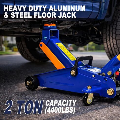 PONO Heavy Duty Low Profile Floor Jack - 2 Ton (4000 LBS) Capacity, 5.31''-13.2'' Single Pump Quick Lift Hydraulic Car Jack with Detachable Handle and Safety Valve for Low Cars Garage DIY Tire Change in Saudi Arabia