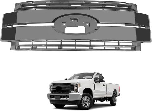 Front Upper Grille Compatible with 2017 2018 2019 fo-rd F250 F350 F450 Super Duty 6.2L 6.7L 6.8L Grill Glossy Black #HC3Z8200CC in Saudi Arabia