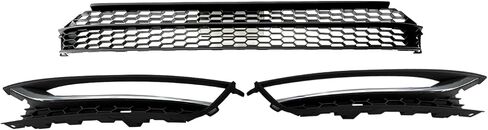 Black 3PCS Front Lower Grille Grill & Fog Light Cover Bezel with Hole Compatible with Volkswagen 2012 2013 2014 2015 VW Passat, Replace for 561853665E9B9/ 5618531012ZZ in Kuwait