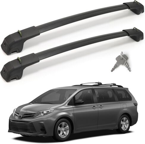 Roof Rack Cross Bars Compatible with Toyota Sienna 2011-2020, 300 LBS Anti-Theft Lockable Roof Rack Cross Bars with Folding Hooks, Aluminum Cargo Racks for Kayak, Luggage, Bike, Snowboard in Kuwait