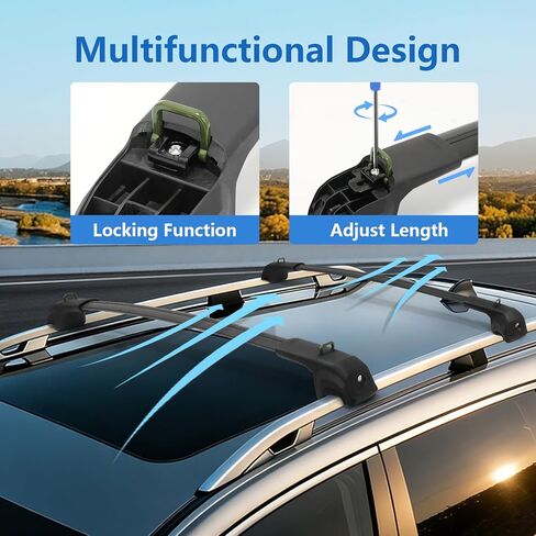 Roof Rack Cross Bars Compatible with Toyota Sienna 2011-2020, 300 LBS Anti-Theft Lockable Roof Rack Cross Bars with Folding Hooks, Aluminum Cargo Racks for Kayak, Luggage, Bike, Snowboard in Kuwait
