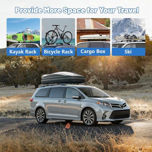 Roof Rack Cross Bars Compatible with Toyota Sienna 2011-2020, 300 LBS Anti-Theft Lockable Roof Rack Cross Bars with Folding Hooks, Aluminum Cargo Racks for Kayak, Luggage, Bike, Snowboard in Kuwait