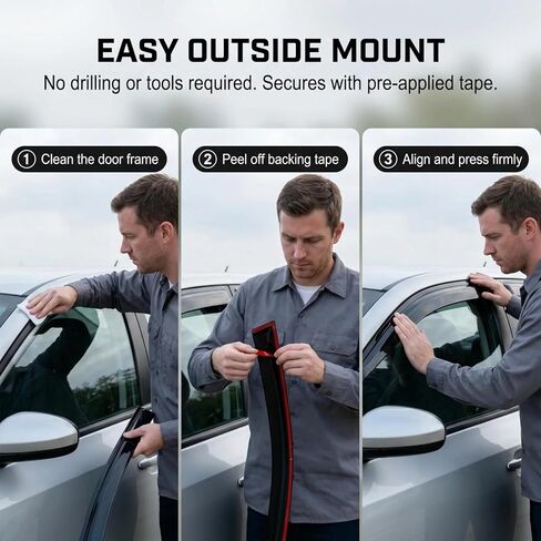 Rain Guards for Car Windows, Side Window Deflectors for BMW M3 MK6-F80 2014-2019 with Bright Trim - Tape-On Window Visors, Vent Shades, Waterproof Wind Deflectors in Kuwait