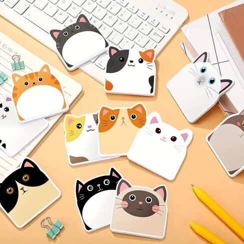 12pcs Cute Cat Sticky Notes, Creative Journal Convenience Stickers, Funny Adhesive Memo Pads, Suitable for Notebook and Note Taking Occasions in Kuwait