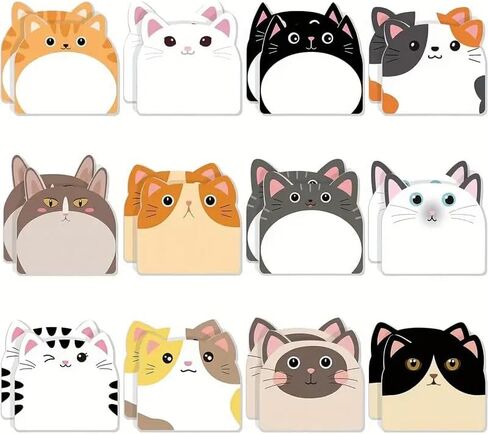 12pcs Cute Cat Sticky Notes, Creative Journal Convenience Stickers, Funny Adhesive Memo Pads, Suitable for Notebook and Note Taking Occasions in Kuwait