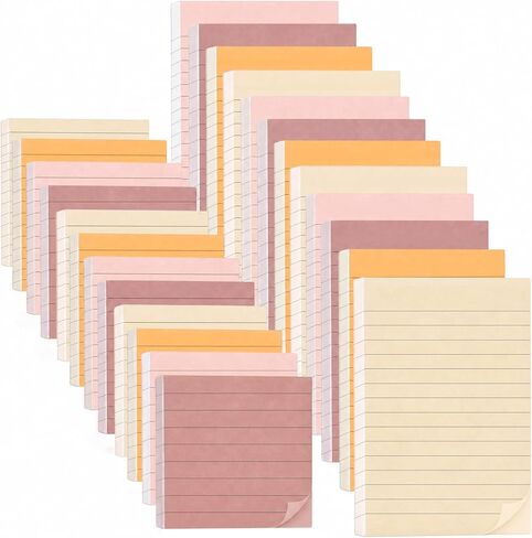 ACOCO 24 Pack Vintage Sticky Notes with Lines, Lined Sticky Notes 4x6 & 3x3 Inches, Strong Adhesive Memo Pad Bulk for Office, School, Home, Study, Organization, 1200 Sheets in Saudi Arabia