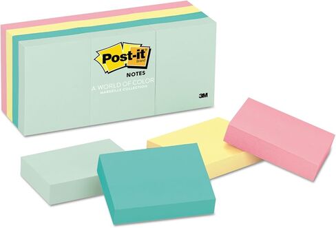 3M 653AST Post-It Note Pads, 1-1/2 x 2, Marseille Colors, 12 Pads/Pack in Kuwait