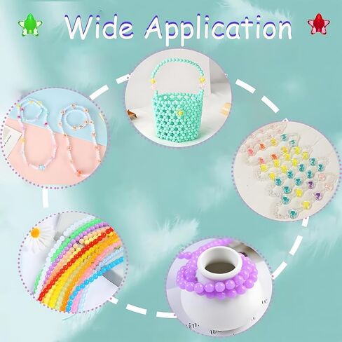 420 Adorable Acrylic Beads Set - Cute Mixed Shape Stars, Hearts, Flowers and Round Beads for DIY Jewelry, Hair Accessories and Crafts in Kuwait