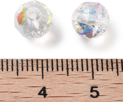 100 pcs Faceted Round Glass Beads 8mm Crystal Electroplate Glass Loose Spacer Beads for DIY Friendship Bracelet Necklace Earring Jewelry Making Sparkly Wind Chimes Beading Keychain Craft, Clear AB in Kuwait