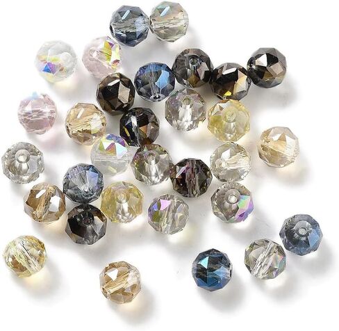 100 pcs Faceted Round Glass Beads 8mm Crystal Electroplate Glass Loose Spacer Beads for DIY Friendship Bracelet Necklace Earring Jewelry Making Sparkly Wind Chimes Beading Keychain Craft, Clear AB in Kuwait