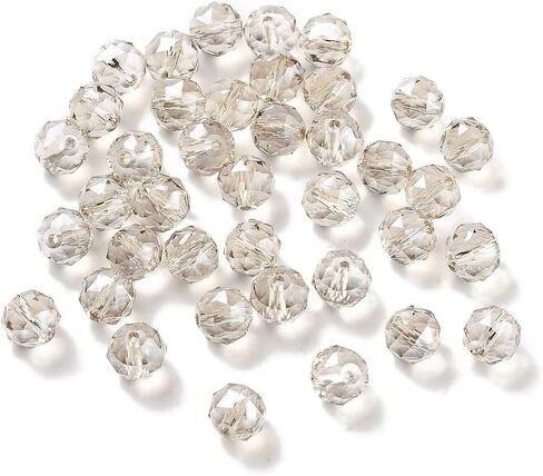 100 pcs Faceted Round Glass Beads 8mm Crystal Electroplate Glass Loose Spacer Beads for DIY Friendship Bracelet Necklace Earring Jewelry Making Sparkly Wind Chimes Beading Keychain Craft, Clear AB in Kuwait