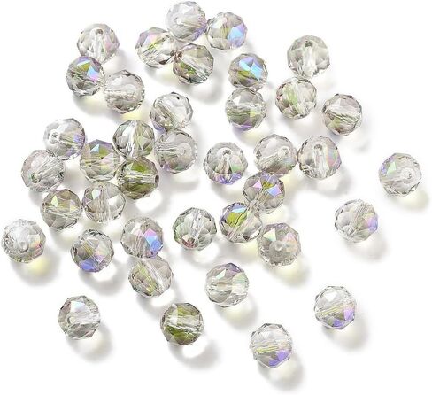 100 pcs Faceted Round Glass Beads 8mm Crystal Electroplate Glass Loose Spacer Beads for DIY Friendship Bracelet Necklace Earring Jewelry Making Sparkly Wind Chimes Beading Keychain Craft, Clear AB in Kuwait