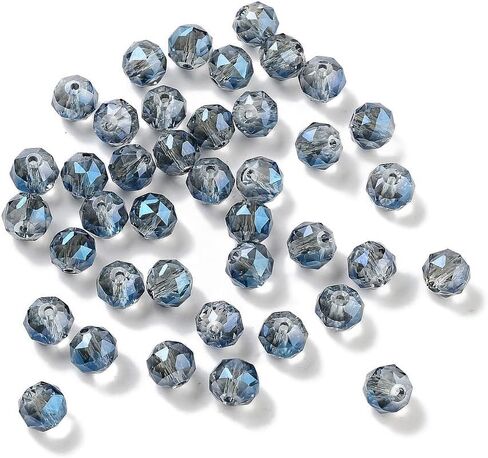 100 pcs Faceted Round Glass Beads 8mm Crystal Electroplate Glass Loose Spacer Beads for DIY Friendship Bracelet Necklace Earring Jewelry Making Sparkly Wind Chimes Beading Keychain Craft, Clear AB in Kuwait