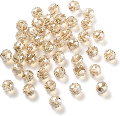 100 pcs Faceted Round Glass Beads 8mm Crystal Electroplate Glass Loose Spacer Beads for DIY Friendship Bracelet Necklace Earring Jewelry Making Sparkly Wind Chimes Beading Keychain Craft, Clear AB in Kuwait