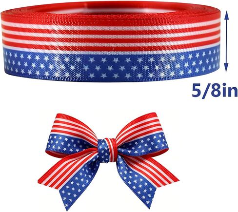 10 Yard 5/8 Inch Patriotic Ribbon,4th of July Ribbon,American Flag Ribbon (Stars&Stripes) in Saudi Arabia