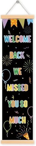 Welcome Back We Missed You So Much Porch Banner Vertical Door Banner for Classroom Teacher Welcome Decorations First Day of School Hanging Wall Backdrop School Party Decor for Indoor and Outdoor in Saudi Arabia