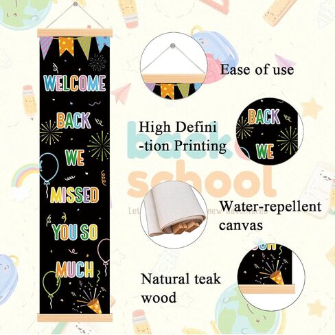 Welcome Back We Missed You So Much Porch Banner Vertical Door Banner for Classroom Teacher Welcome Decorations First Day of School Hanging Wall Backdrop School Party Decor for Indoor and Outdoor in Saudi Arabia