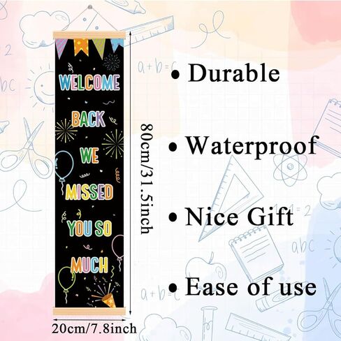 Welcome Back We Missed You So Much Porch Banner Vertical Door Banner for Classroom Teacher Welcome Decorations First Day of School Hanging Wall Backdrop School Party Decor for Indoor and Outdoor in Saudi Arabia