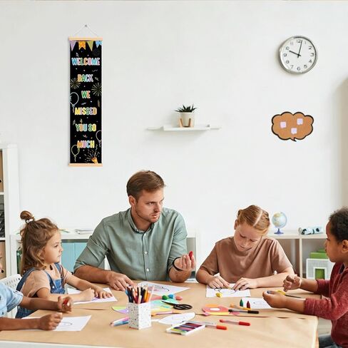 Welcome Back We Missed You So Much Porch Banner Vertical Door Banner for Classroom Teacher Welcome Decorations First Day of School Hanging Wall Backdrop School Party Decor for Indoor and Outdoor in Saudi Arabia