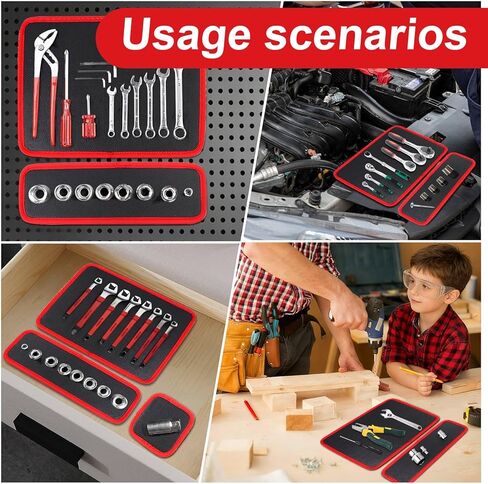 3-Piece Magnetic Tool Mat Set, Heavy-Duty Magnetic Parts Holder with 3 Sizes Non-Slip Trays, Suitable for Auto Repair and Workshop Organization, Gifts for Men, Birthday Gifts for Men in Saudi Arabia