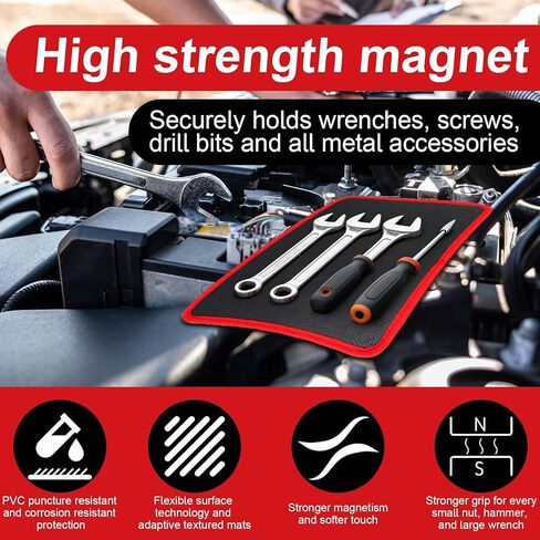 3-Piece Magnetic Tool Mat Set, Heavy-Duty Magnetic Parts Holder with 3 Sizes Non-Slip Trays, Suitable for Auto Repair and Workshop Organization, Gifts for Men, Birthday Gifts for Men in Saudi Arabia