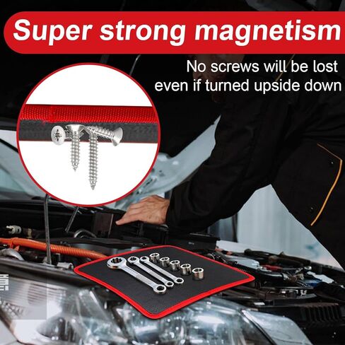 3-Piece Magnetic Tool Mat Set, Heavy-Duty Magnetic Parts Holder with 3 Sizes Non-Slip Trays, Suitable for Auto Repair and Workshop Organization, Gifts for Men, Birthday Gifts for Men in Saudi Arabia