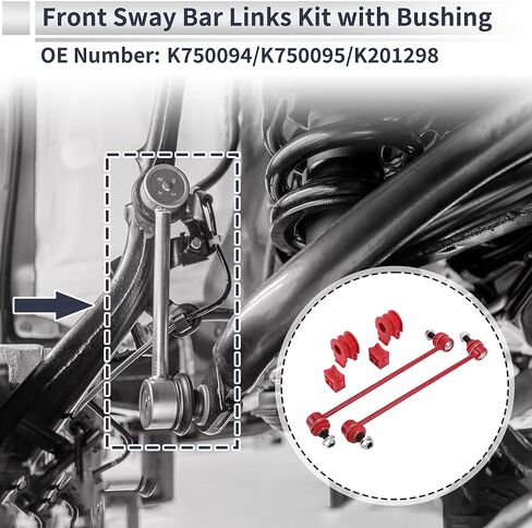 Front Stabilizer Bar Links with 2 Pcs Bushing for Nissan Rogue 2008-2013 Sway Bar Link Kits Suspension Bar End Links No.K750094/K750095/K201298 Red in Kuwait