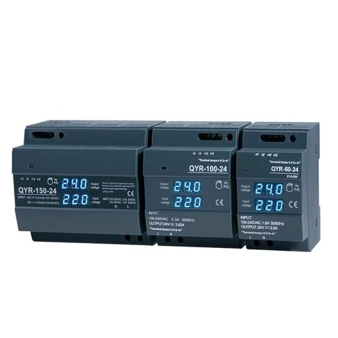 1pcs QYR-60W 100W 150W DIN Rail Switching Power Supply AC-DC 12V 24V with Digital Display Step Shape Industrial for LED Light Strip(24V,150W) in Saudi Arabia