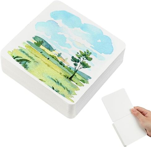 BENECREAT 60 Sheets Watercolor Sketchbook, 2.5x2.5 Inch Portable Tearable Mini Painting Notebook, Artist Painting Drawing Paper Book, White in Kuwait