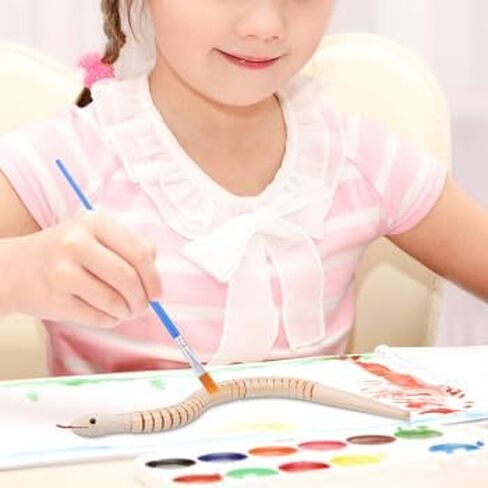 JOINPAYA 10Pcs Wooden Toy Snake Painting Kit 12.40In Flexible Wiggly Reptile Model with 12 Paint Pots and 2 Brushes for Kids Crafts Birthday Party Decorations in Saudi Arabia