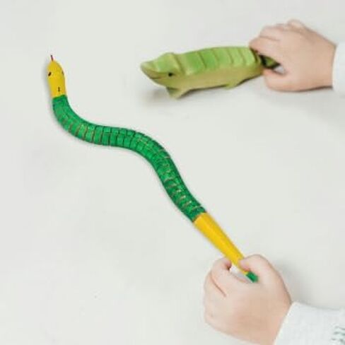 JOINPAYA 10Pcs Wooden Toy Snake Painting Kit 12.40In Flexible Wiggly Reptile Model with 12 Paint Pots and 2 Brushes for Kids Crafts Birthday Party Decorations in Saudi Arabia