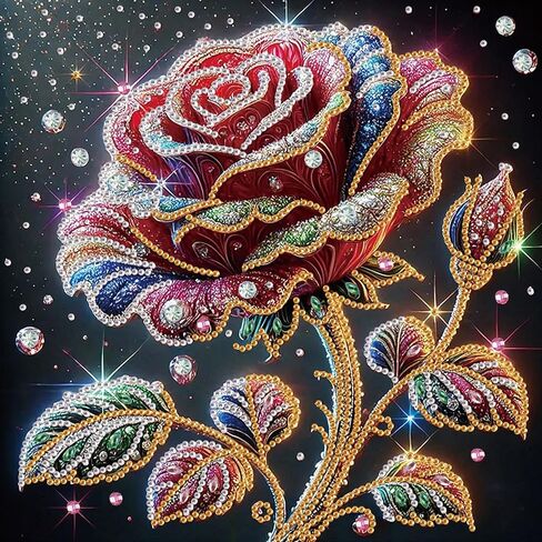 Stalente Diamond Painting Kits for Adults Rose Flower, 5D Special Shape Diamond Art Kits for Beginners, Crystal Rhinestones Diamond Painting for Home Wall Decoration Gift 12×12inch in Kuwait
