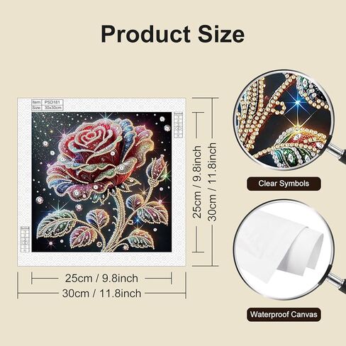 Stalente Diamond Painting Kits for Adults Rose Flower, 5D Special Shape Diamond Art Kits for Beginners, Crystal Rhinestones Diamond Painting for Home Wall Decoration Gift 12×12inch in Kuwait