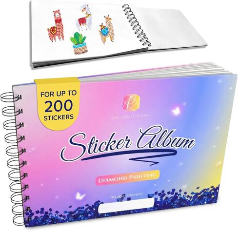 Picmondoo Diamond Art Sticker Album with Silicone Pages – No Glue, No Residue – Holds Up to 200 Stickers | Sticker Storage Book for Kids & Adults, Perfect for Sticker Collecting in Saudi Arabia