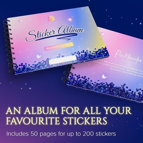 Picmondoo Diamond Art Sticker Album with Silicone Pages – No Glue, No Residue – Holds Up to 200 Stickers | Sticker Storage Book for Kids & Adults, Perfect for Sticker Collecting in Saudi Arabia