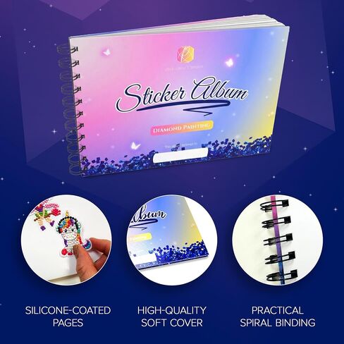 Picmondoo Diamond Art Sticker Album with Silicone Pages – No Glue, No Residue – Holds Up to 200 Stickers | Sticker Storage Book for Kids & Adults, Perfect for Sticker Collecting in Saudi Arabia