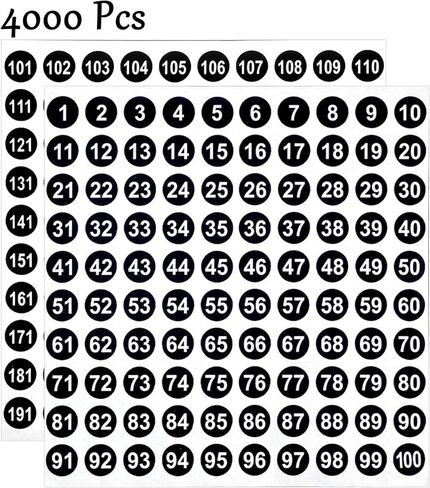 Hecila Number Stickers Labels Black Number Sticker 4000Pcs Consecutive Numbers Stickers 1-200 Vinyl Numbered Sticker Waterproof Round Self-Adhesive and Residue-Free Decals for Office Storage Inventory in Saudi Arabia
