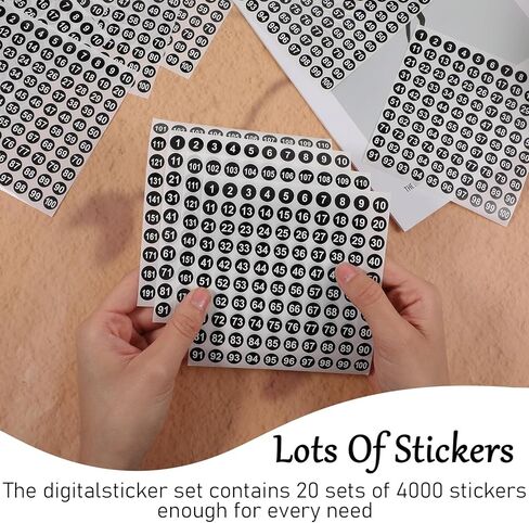 Hecila Number Stickers Labels Black Number Sticker 4000Pcs Consecutive Numbers Stickers 1-200 Vinyl Numbered Sticker Waterproof Round Self-Adhesive and Residue-Free Decals for Office Storage Inventory in Saudi Arabia
