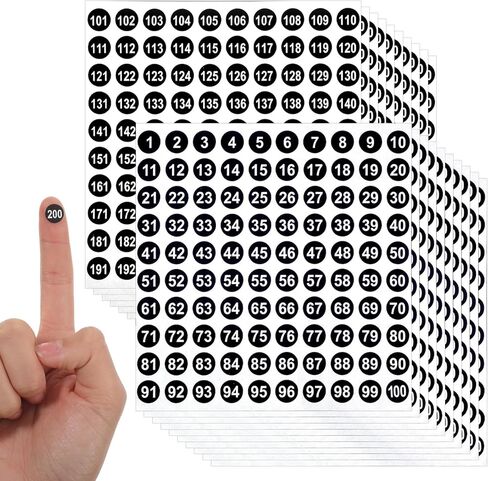 Hecila Number Stickers Labels Black Number Sticker 4000Pcs Consecutive Numbers Stickers 1-200 Vinyl Numbered Sticker Waterproof Round Self-Adhesive and Residue-Free Decals for Office Storage Inventory in Saudi Arabia