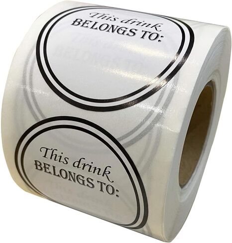 Drink Markers This Drink Belongs to Stickers - Removable Wine Glass Identification Tags - 500 Drink Stickers Cup Reusable Stickers for Wine Tasting Party Supplies, 2 inches Diameter (White) in Saudi Arabia